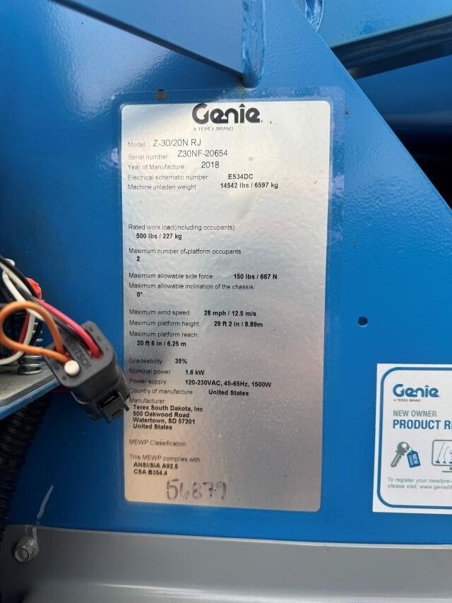 2018 Genie Z-30/20N RJ-34