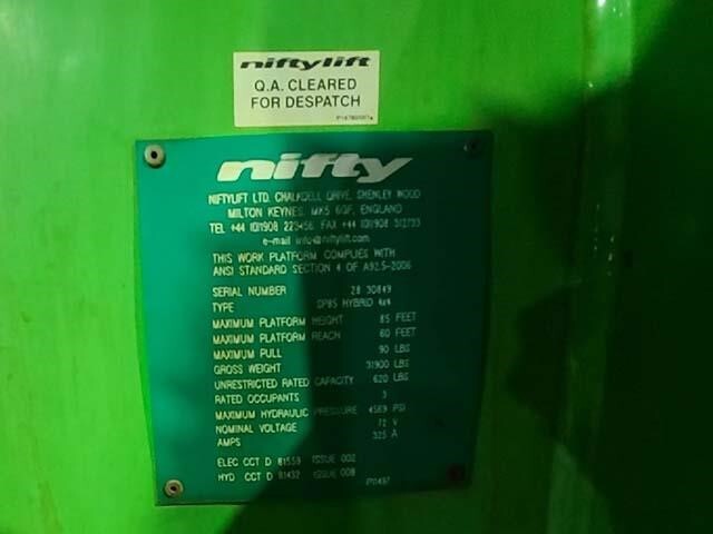 2015 Niftylift SP85-37