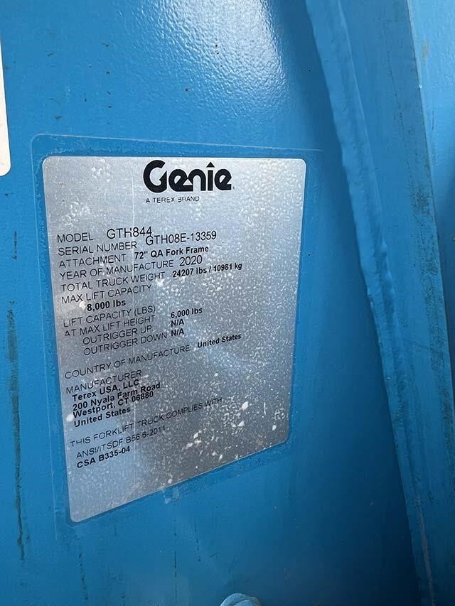 2020 Genie GTH 844-6