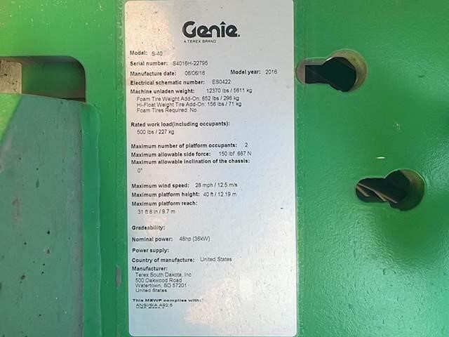 2016 Genie S-40-27