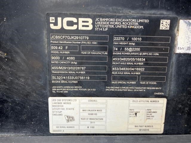 2019 JCB 509-42-9