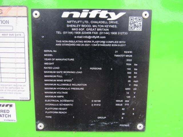 2022 Niftylift TM64-27