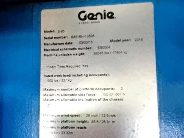 2016 Genie S-85-22