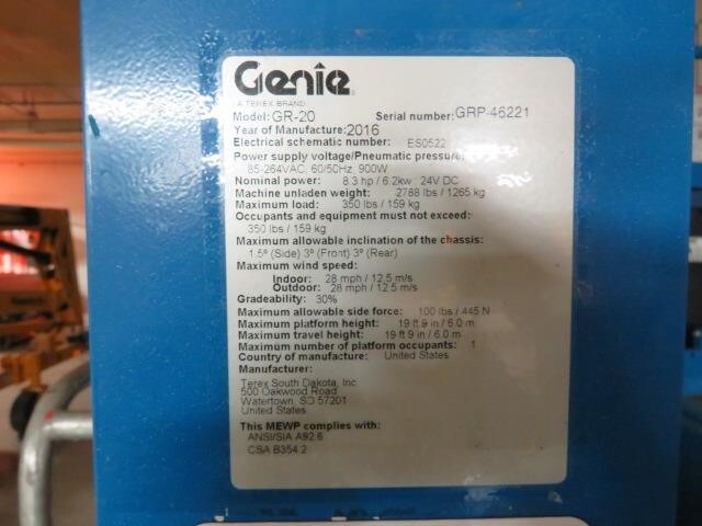 2016 Genie GR-20-21