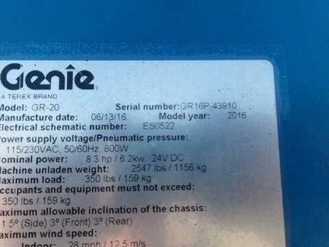 2016 Genie GR-20-12