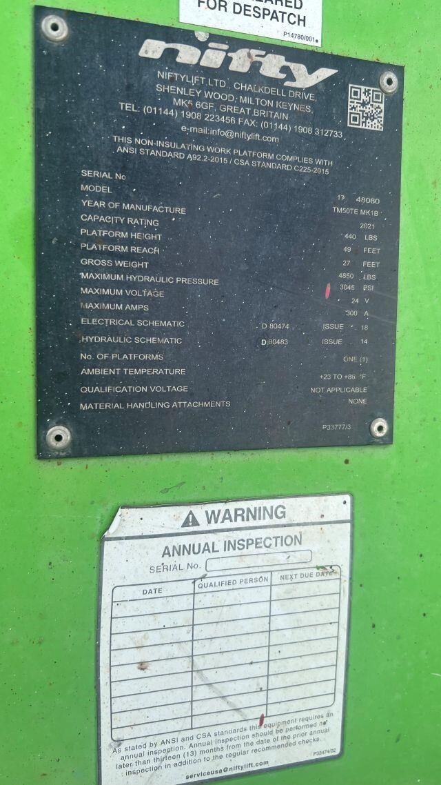 2021 Niftylift TM50-6