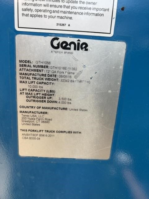 2016 Genie GTH-1056-14