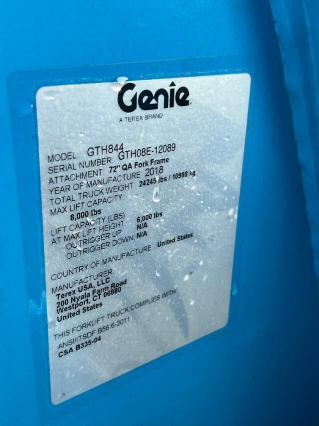 2018 Genie GTH 844-6
