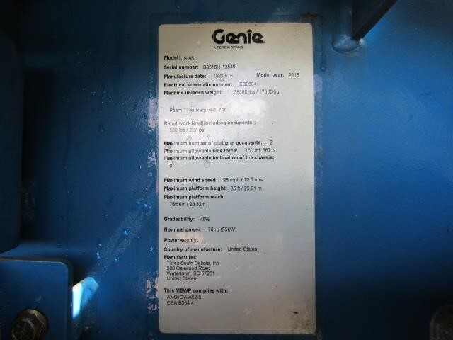 2016 Genie S-85-23