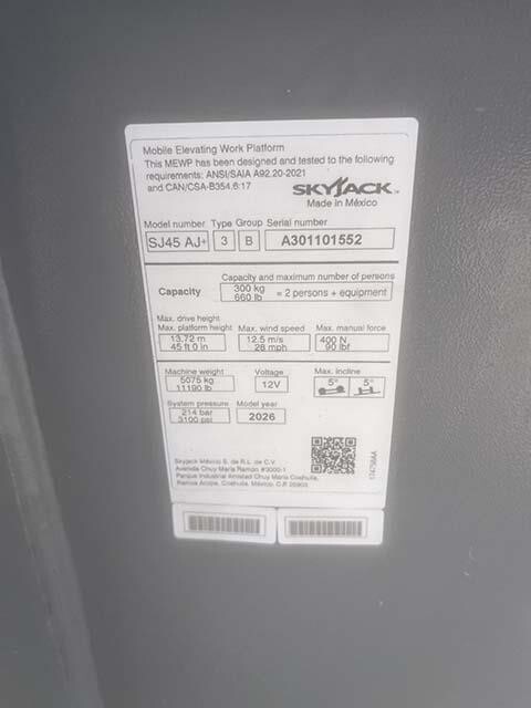 2026 Skyjack SJ45 AJ-20