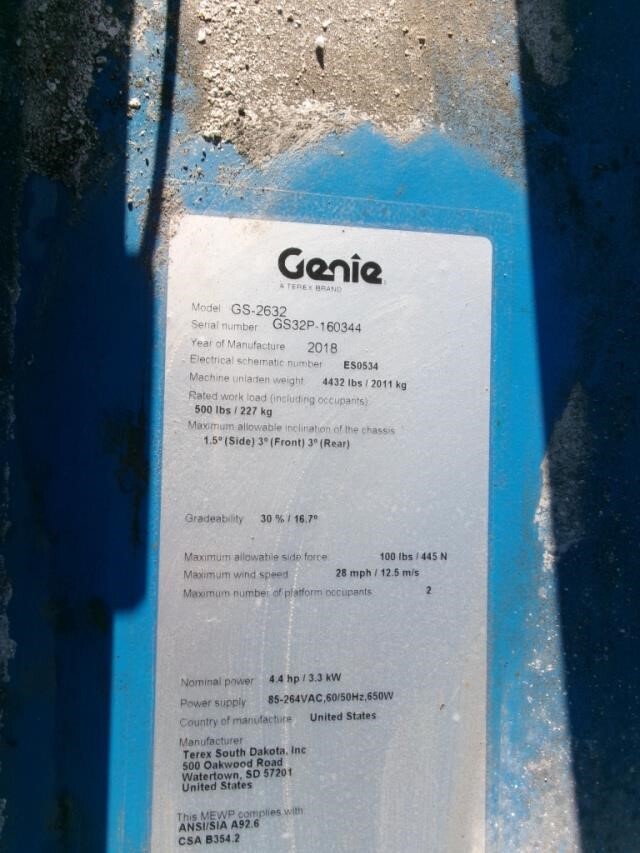 2018 Genie GS-2632-17