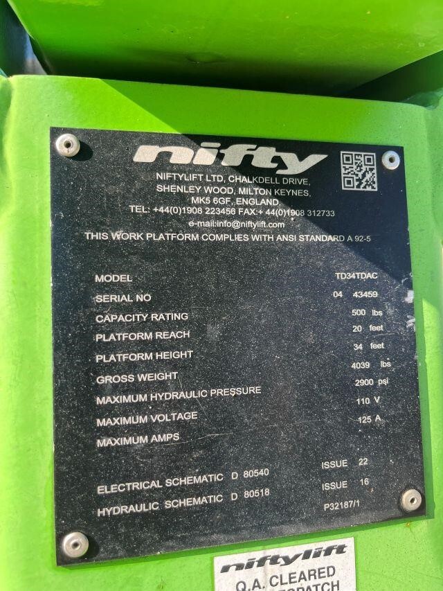 2020 Niftylift TD34T-10