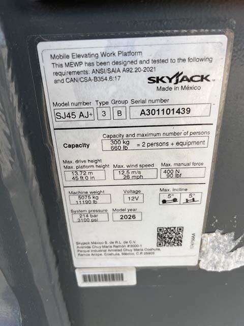 2026 Skyjack SJ45 AJ-20