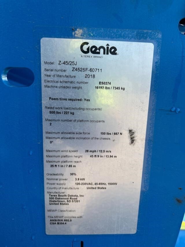 2018 Genie Z-45/25J DC-6