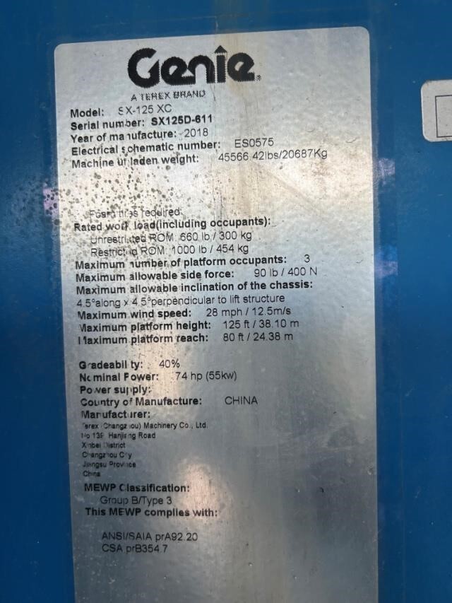 2018 Genie SX-125 XC-6