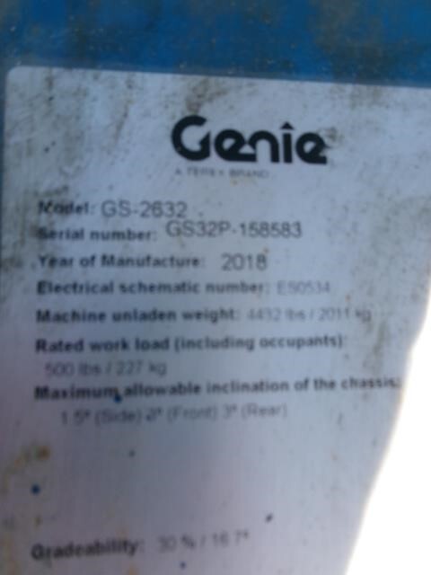 2018 Genie GS-2632-11