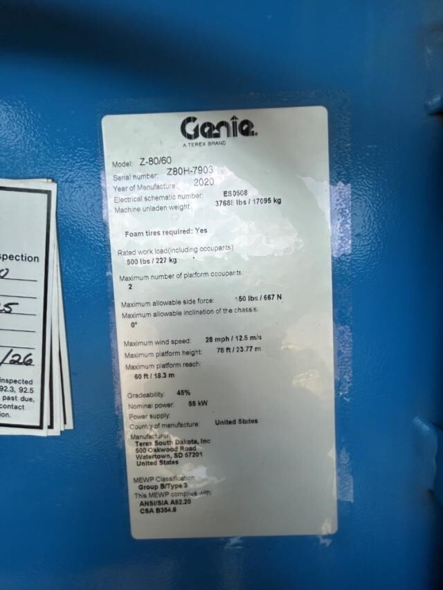 2020 Genie Z-80/60-6