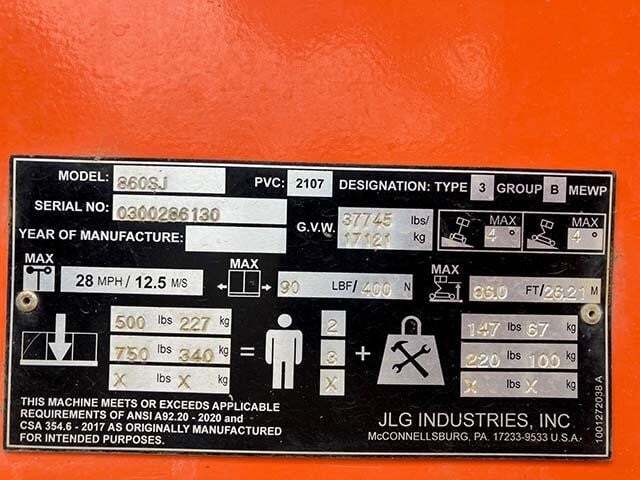 2021 JLG 860SJ-6