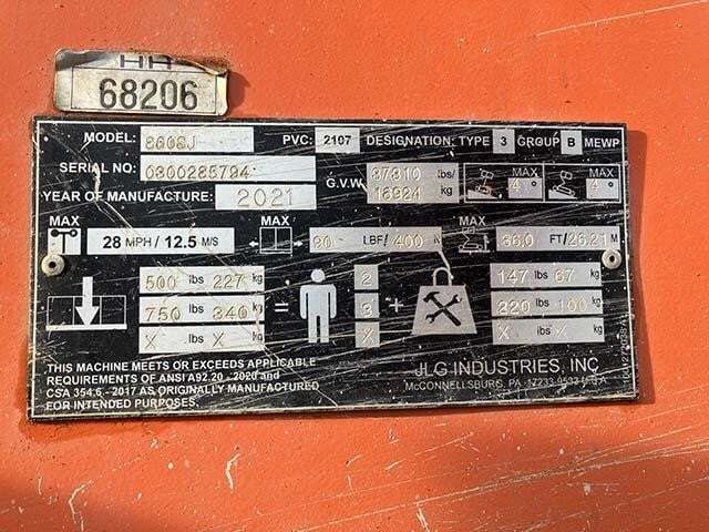 2021 JLG 860SJ-6