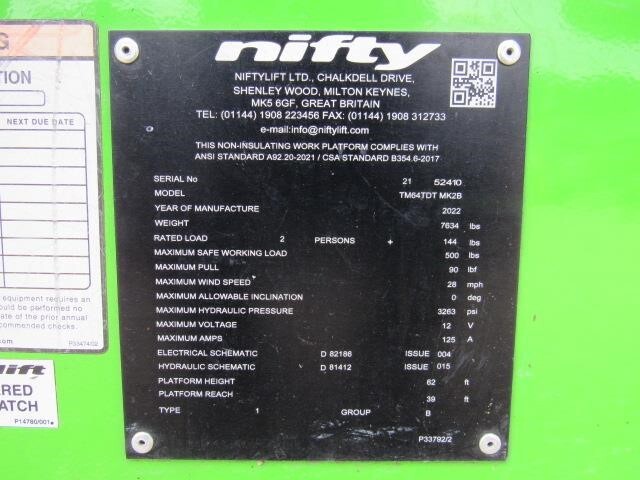 2022 Niftylift TM64-27