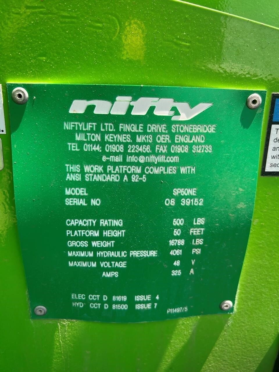 2018 Niftylift SP50N-6