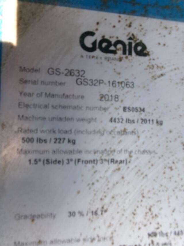 2018 Genie GS-2632-16