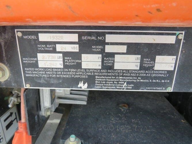 2020 JLG 1932R-19