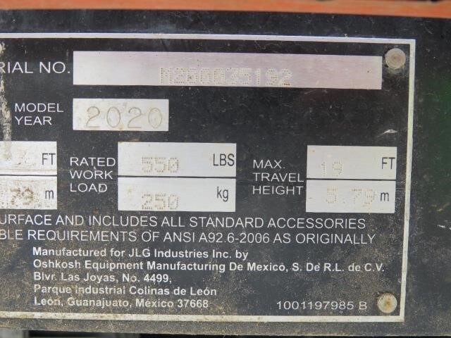2020 JLG 1932R-20