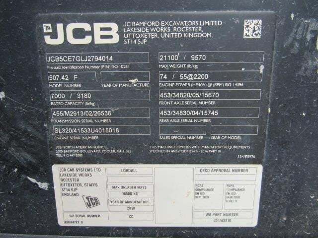 2019 JCB 507-42-26