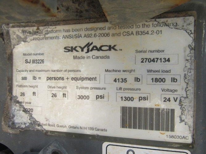 2020 Skyjack SJ3226-20