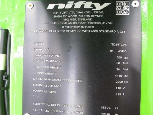 2026 Niftylift TD34T-21