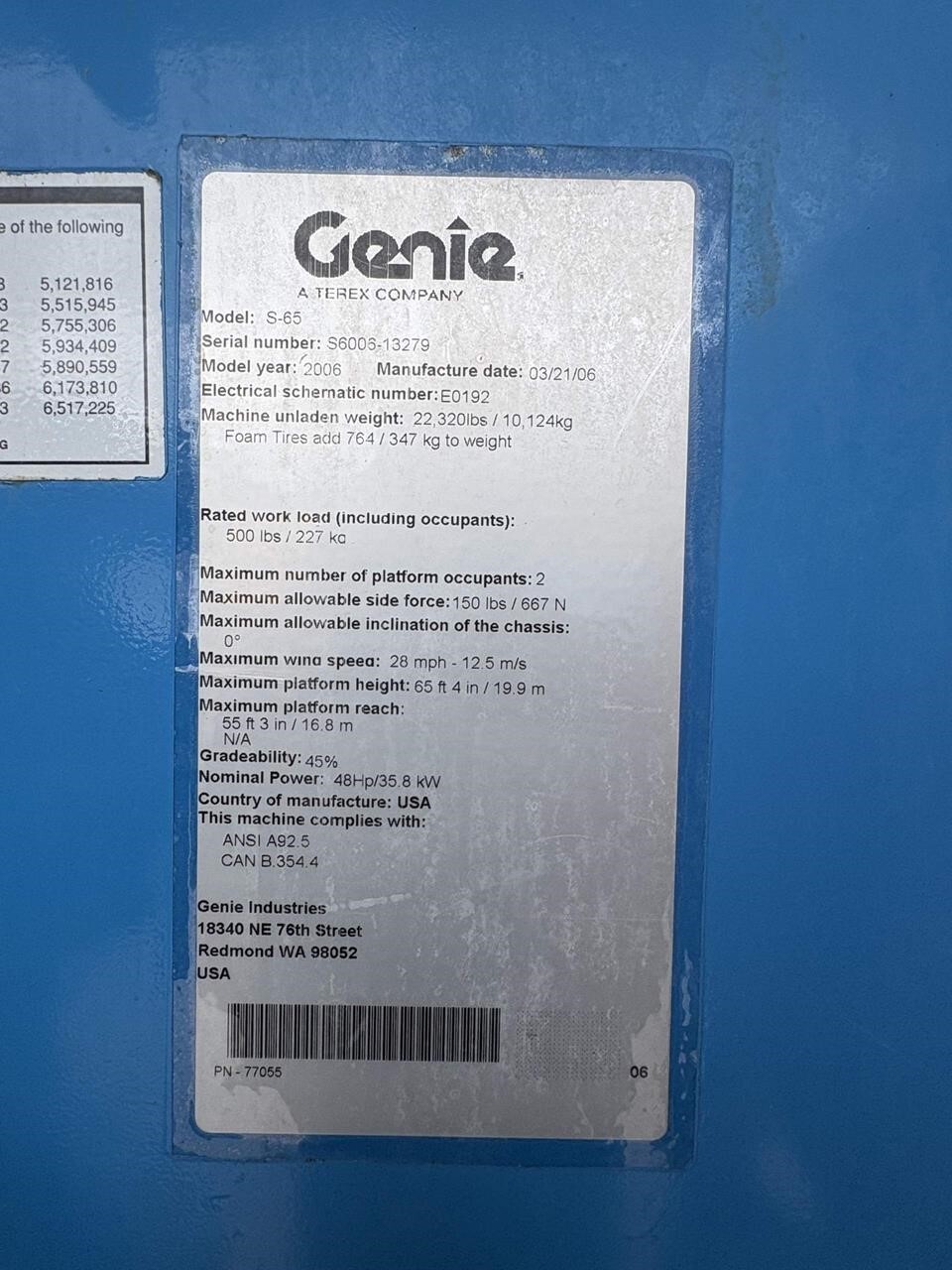 2006 Genie S-65-13