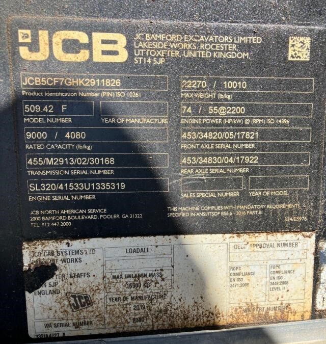 2019 JCB 509-42-6
