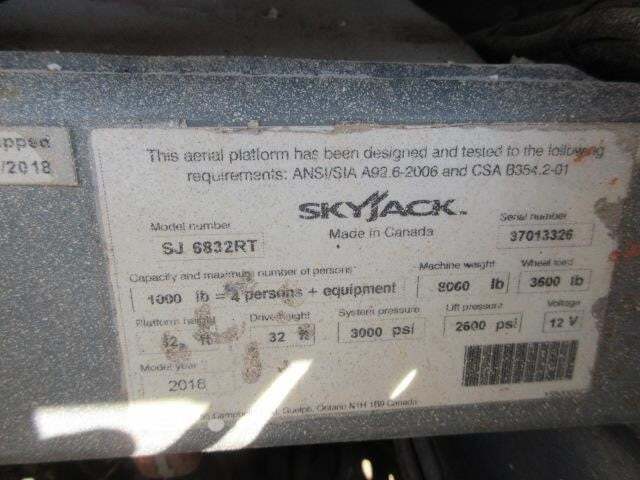 2018 Skyjack SJ-6826RT-17