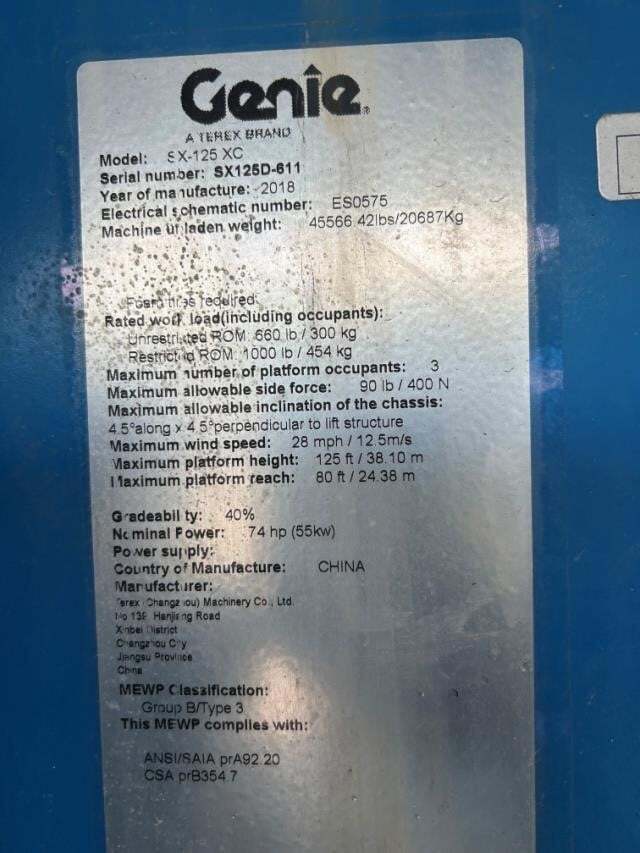 2018 Genie SX-125 XC-6