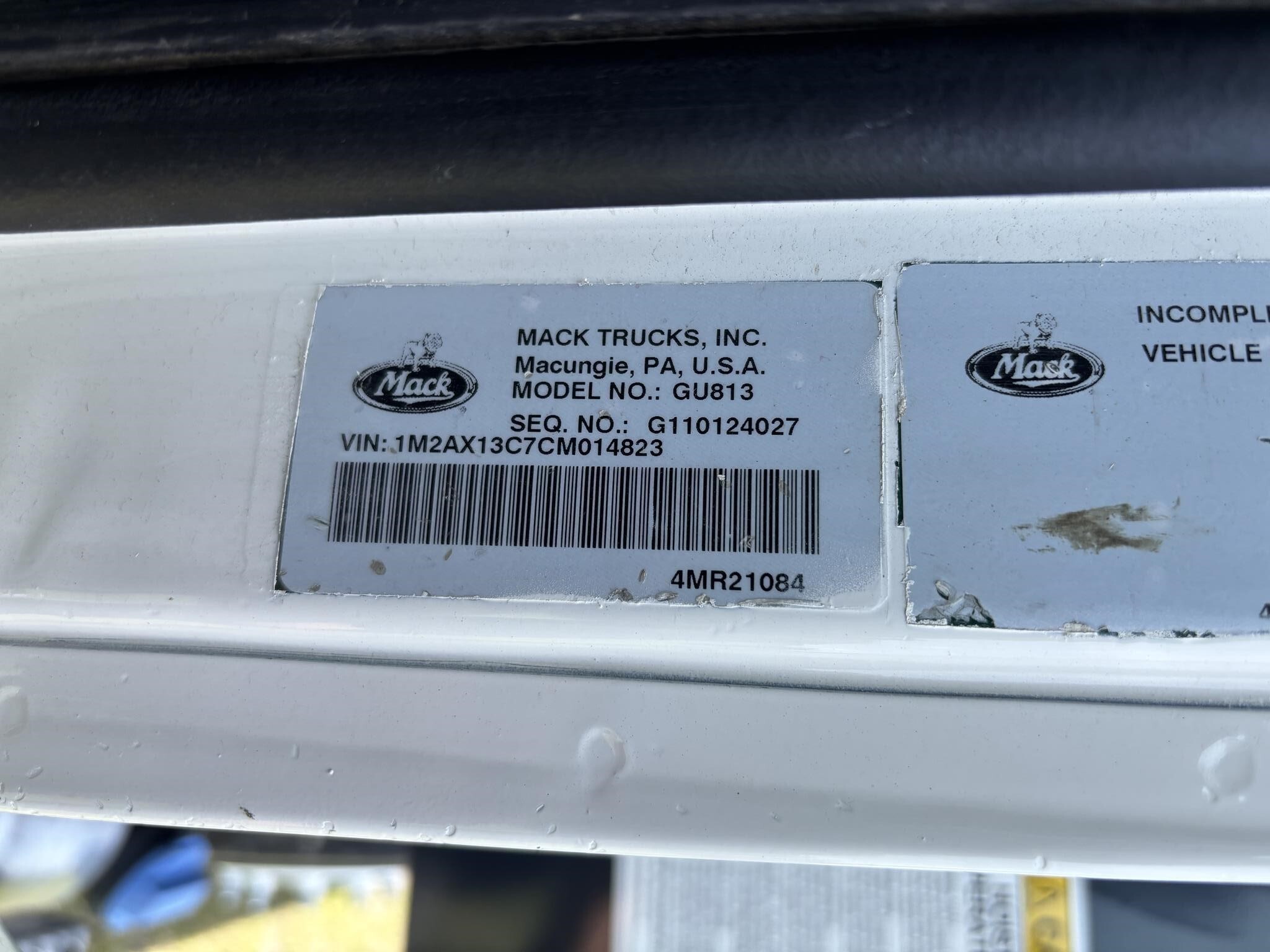 2012 Mack GRANITE GU813