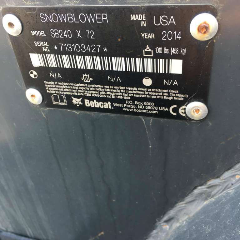 2014 Bobcat SB240 SNOWBLOWER - 72 IN. WIDTH