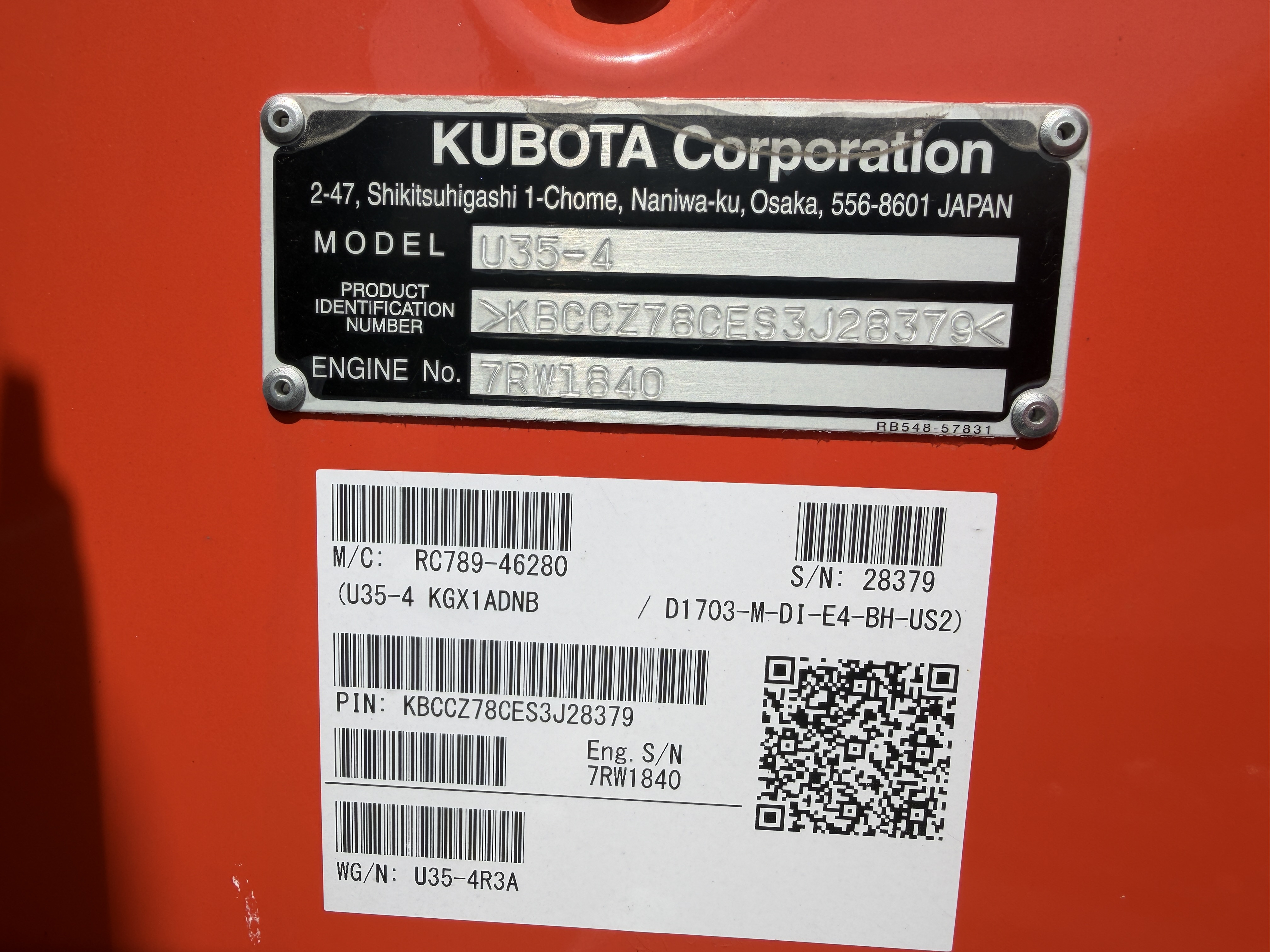 0 Kubota U35-4 ANGLE BLADE