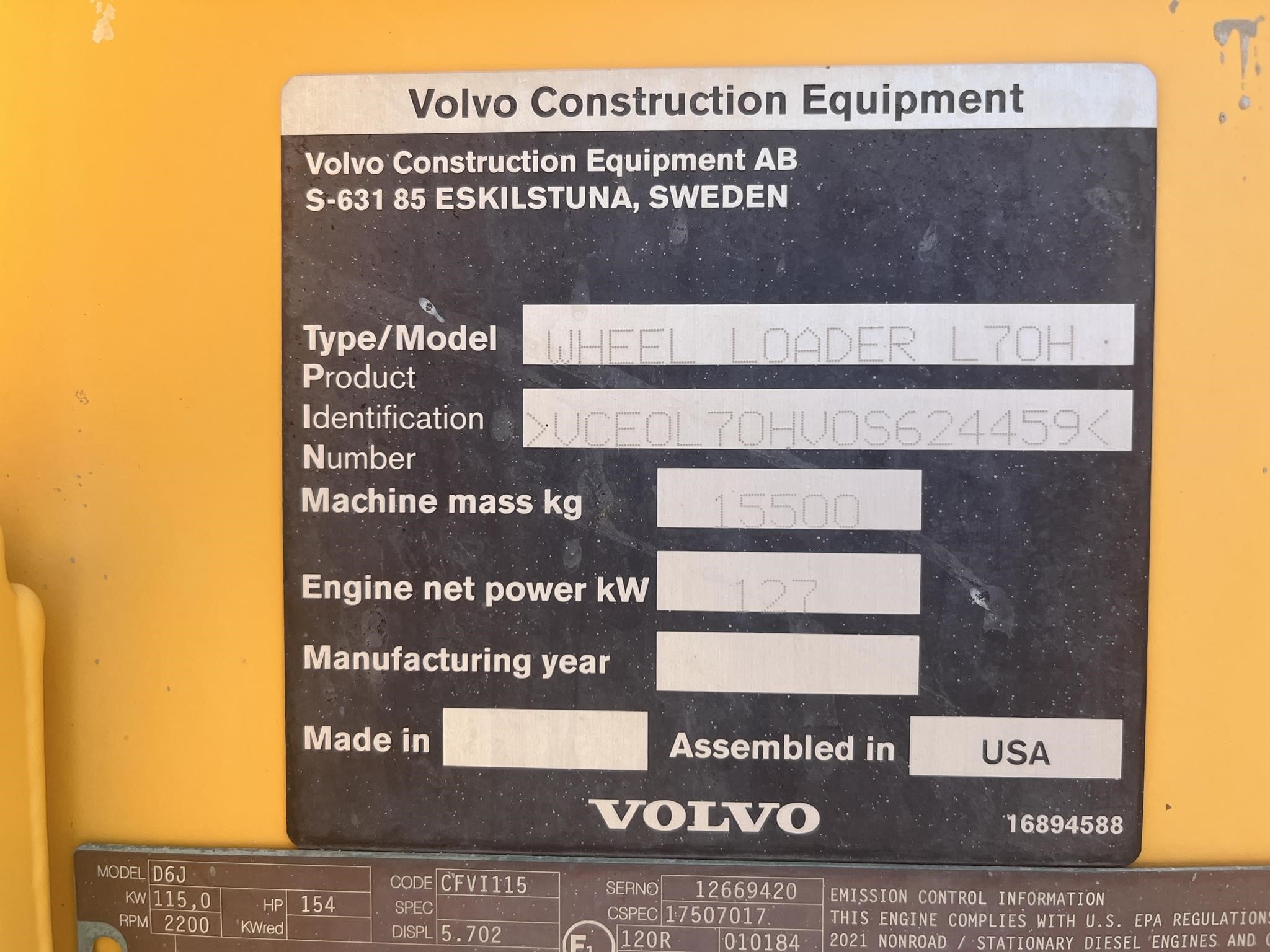 2021 Volvo L70H