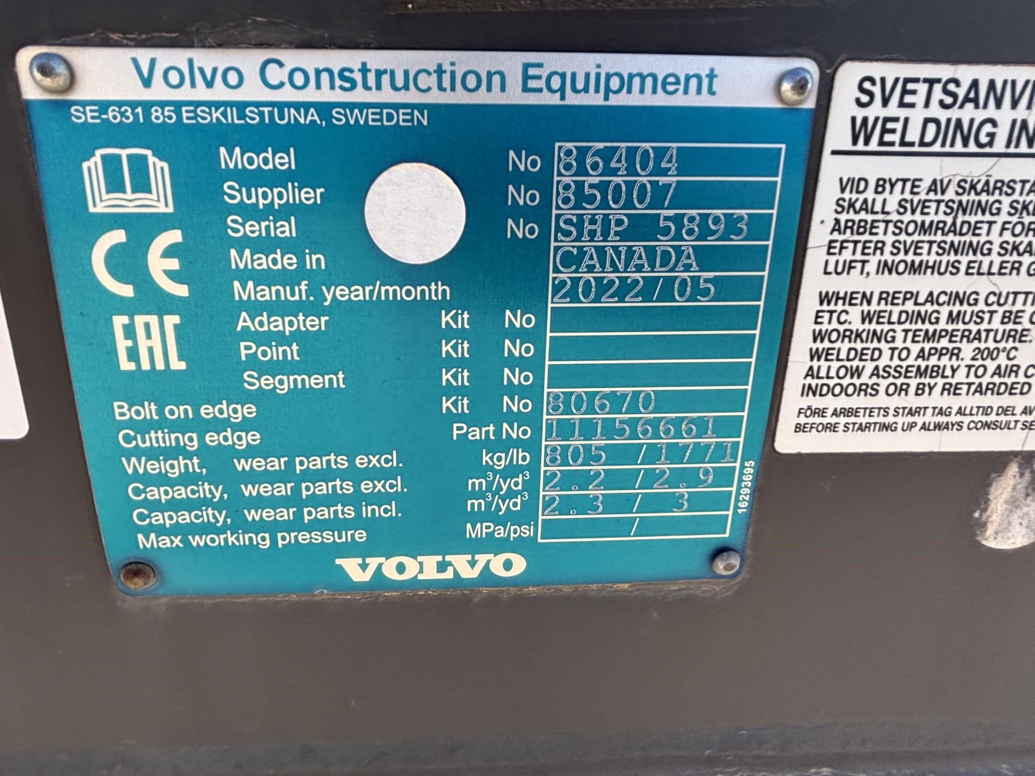 0 Volvo 3.1 YD QC BUCKET - L90H