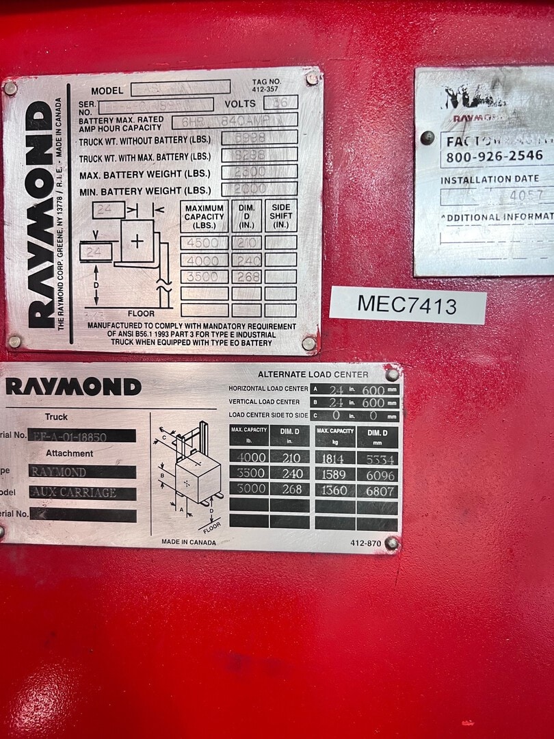 2001 Raymond EASI 4D R45TT For Sale (55513587) from Miller Equipment Co