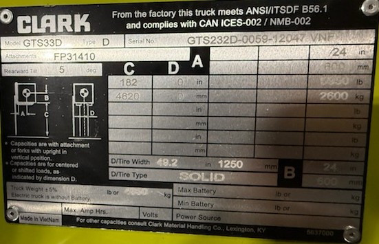 2026 Clark GTS33D